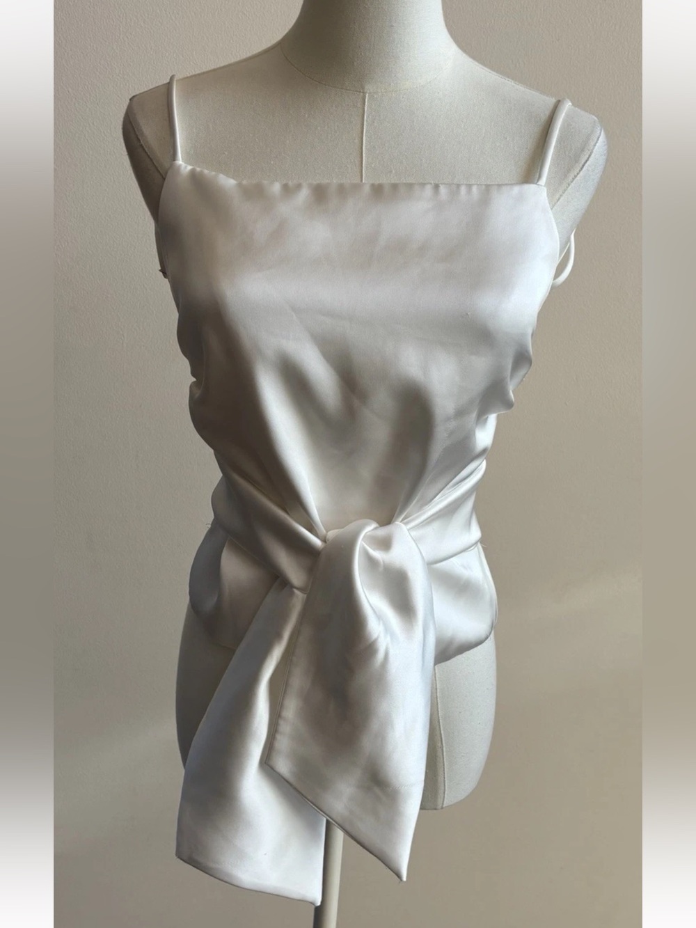Zara Satin Wrap Tie Cami Top White Backless Size Small